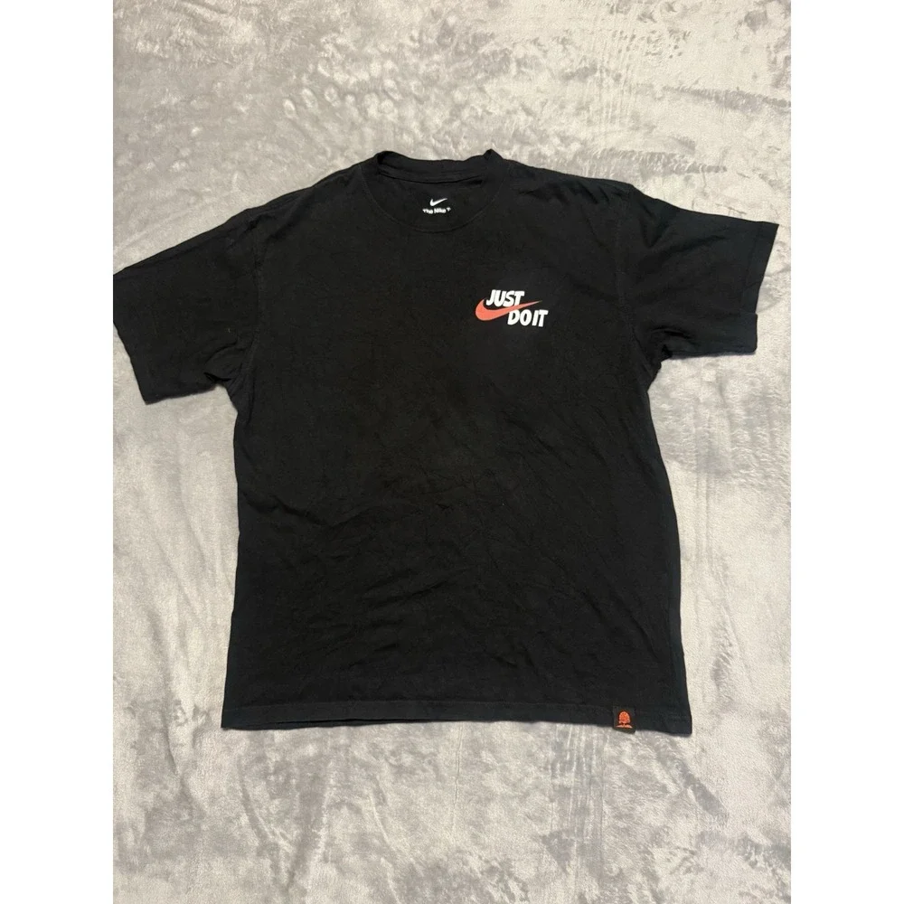Nike T-Shirt Mens M Black Just Do It Basketball Hoop Logo Graphic Tee